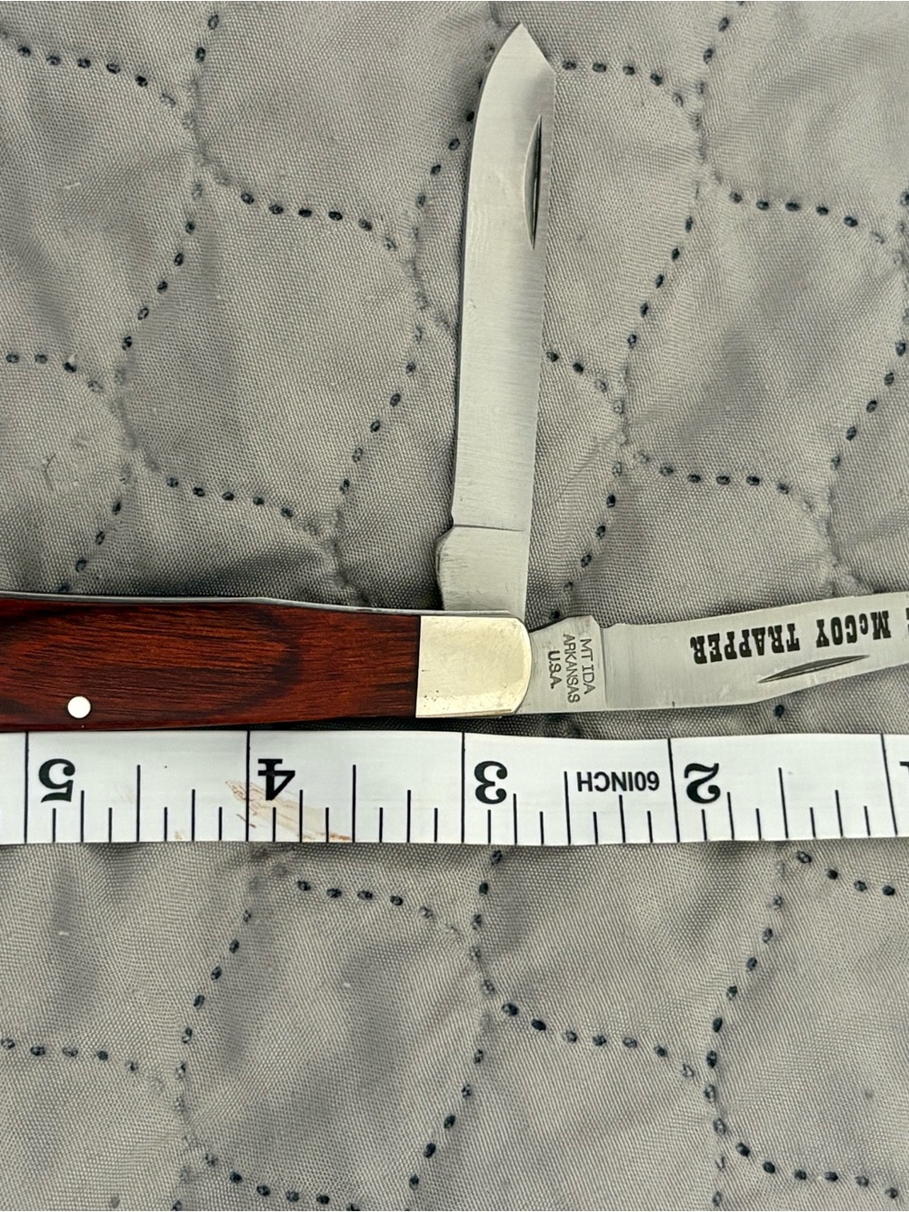 Mccoy Trapper Pocket Knife with Wood-Tone Handle and Steel Blades